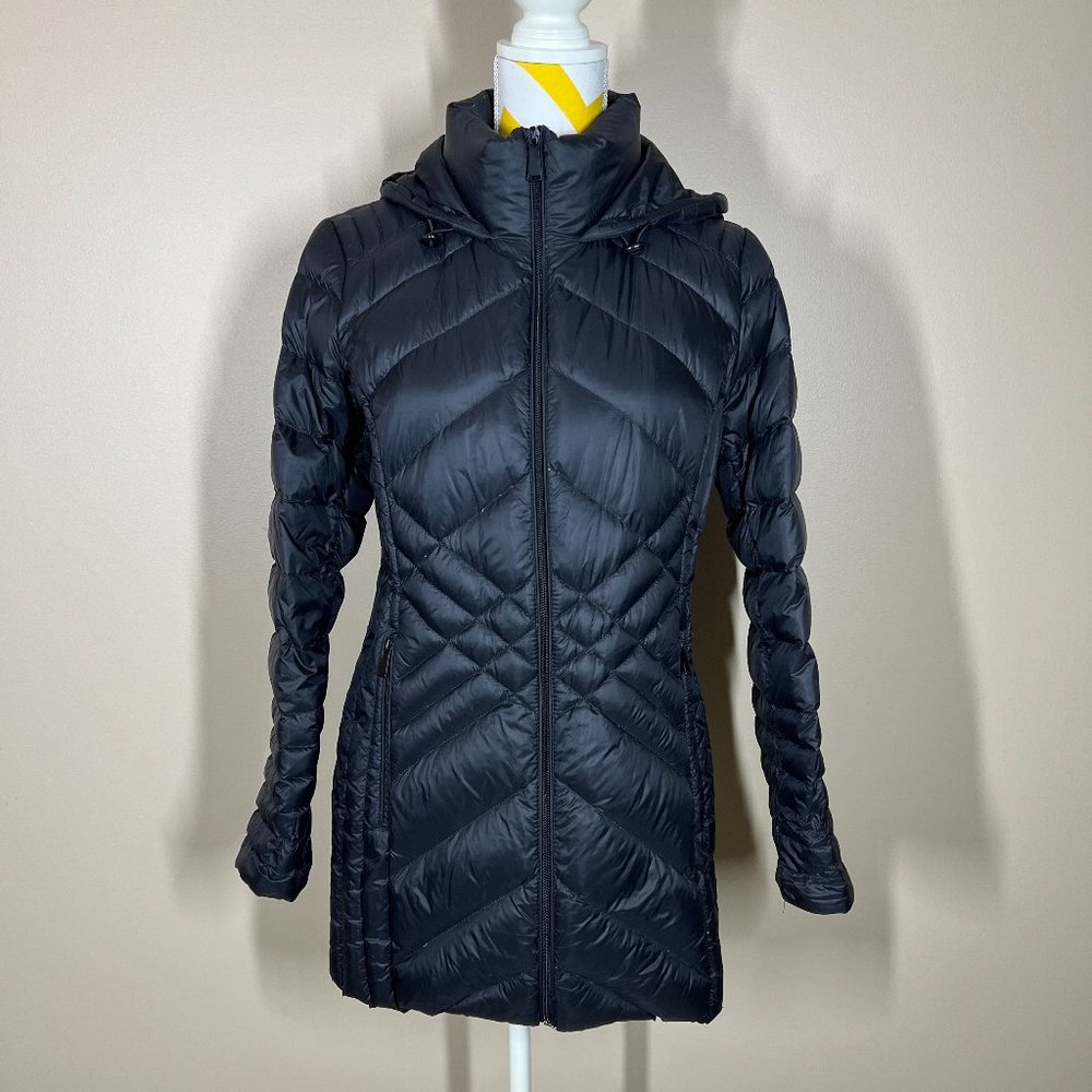 Saks Fifth Avenue Down Puffer Packable Coat with Hood Black size M